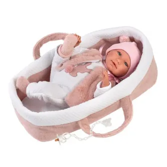 Papusa interactiva Llorens - Mimi, cosulet roz, cu sunete, 42 cm
