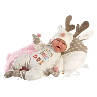 Papusa interactiva Llorens - Mimi, cu pernuta ren, cu sunete, 42 cm