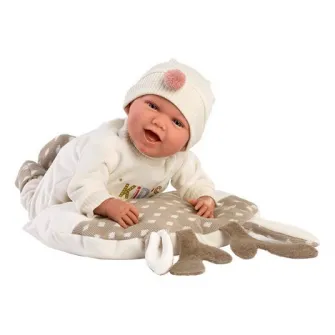 Papusa interactiva Llorens - Mimi, cu pernuta ren, cu sunete, 42 cm