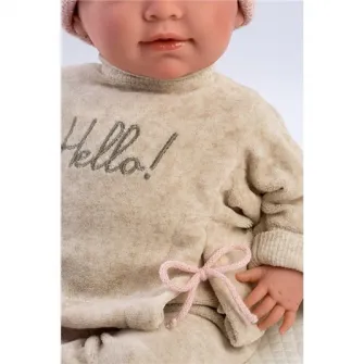 Papusa interactiva Llorens - Mimi, cu salteluta alba, cu sunete, 42 cm