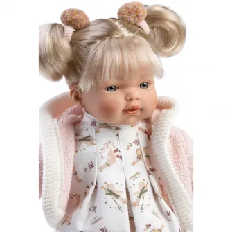 Papusa interactiva Llorens - Roberta, rochita cu animalute, cu sunete, 33 cm