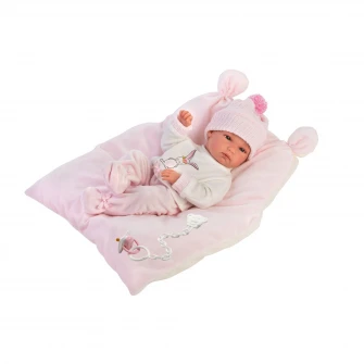 Papusa interactiva Llorens Smooth skin - Baby Bimba, cu plapumioara, 35 cm
