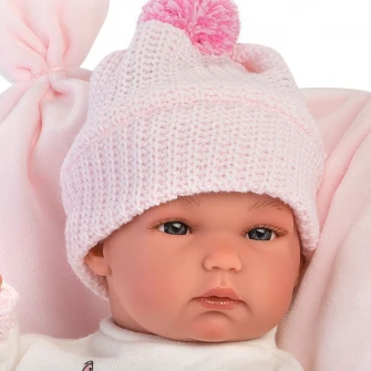 Papusa interactiva Llorens Smooth skin - Baby Bimba, cu plapumioara, 35 cm