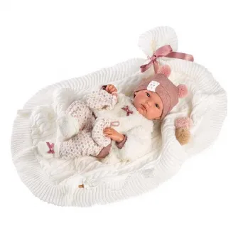 Papusa Llorens - Bimba, cu paturica alba, 35 cm