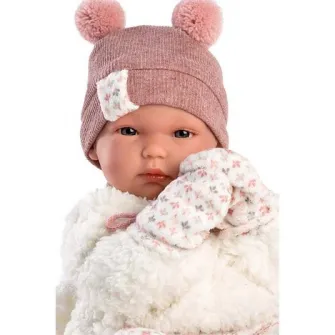 Papusa Llorens - Bimba, cu paturica alba, 35 cm
