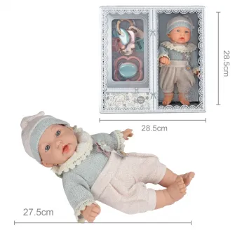 Papusa Mappy - Baby so lovely, cu accesorii si senzor temperatura, alb/bleu, 28 cm