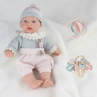 Papusa Mappy - Baby so lovely, cu accesorii si senzor temperatura, alb/bleu, 28 cm