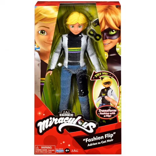 Papusa Miraculous - Catnoir, cu paiete, 26 cm