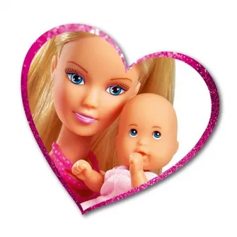 Papusa Steffi Love - Rochita roz si carucior bebe