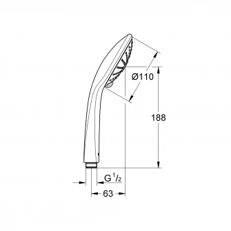 Para de dus Grohe Euphoria 110 Massage, 3 pulverizari, diametru 110 mm, limitator debit, anti-calcar, crom/alb