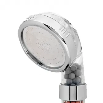 Para de dus Idrobric Relax, ABS cromat, 3 niveluri de filtrare a apei, 1 functie, anti-calcar, 80 mm, difuzor inox SS304 cu micro-duze care cresc presiunea jetului de apa si asigura economia de apa, conexiune 1/2”