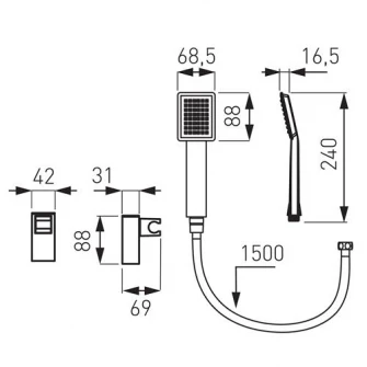 Para dus Ferro Sinus U170B, 1 functie, furtun 1.5 m, suport para dus