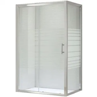 Paravan de dus dreptunghiular Belform Grid, usa culisanta, profil cromat, sticla securizata, 120x80 cm
