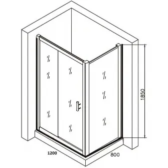 Paravan de dus dreptunghiular Belform Grid, usa culisanta, profil cromat, sticla securizata, 120x80 cm