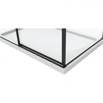 Paravan de dus dreptunghiular Belform Infinity 27CB1804, 1 usa culisanta, geam 6mm, cu dungi negre, profil negru mat, 120x80x200 cm