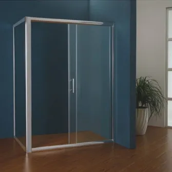 Paravan de dus dreptunghiularBelform, usi culisante, profil cromat, sticla securizata, 120x90 cm