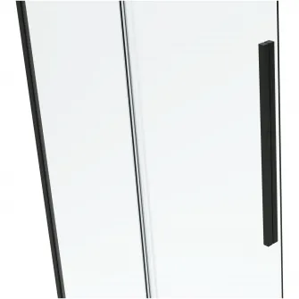 Paravan de dus patrat Belform Infinity 27CB1914, 2 usi culisante, geam 6mm, cu dungi negre, profil negru mat, 90x90x200 cm