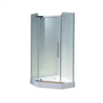 Paravan de dus pentagonal Belform Clear, profil cromat batant, 90x90 cm