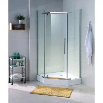 Paravan de dus pentagonal Belform Clear, profil cromat batant, 90x90 cm