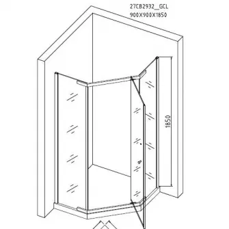 Paravan de dus pentagonal Belform Clear, profil cromat batant, 90x90 cm