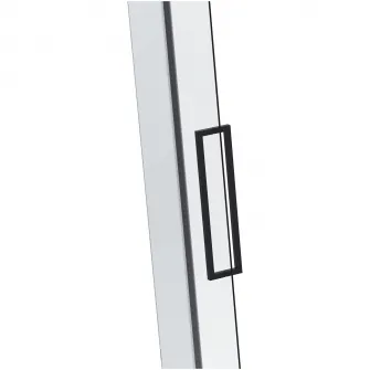Paravan de dus pentagonal Belform Infinity 27CB2834, 1 usa batanta, geam 6mm, cu dungi negre, profil negru mat, 80x80x200 cm
