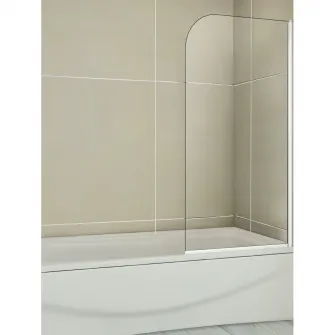 Paravan fix pentru cada Kring 140x80 cm, sticla transparenta 6mm, profil alb