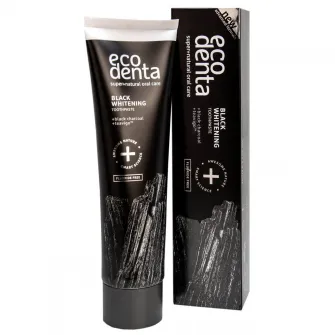 Pasta de dinti pentru albire Ecodenta, Extra Black cu carbune si Teavigo, 100 ml