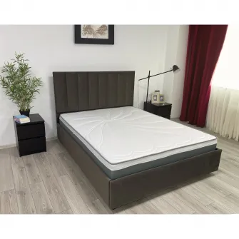 Pat tapitat Komfort RAUL, dimensiuni 167x207x120 cm(160x200 cm), culoare antracit, somiera inclusa