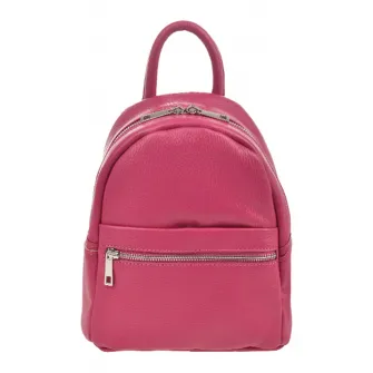 Patrizia Lucchini, Rucsac de piele cu buzunar cu fermoar, Fucsia