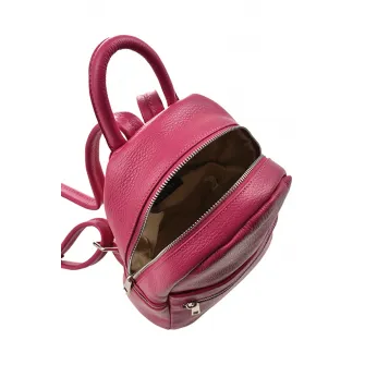 Patrizia Lucchini, Rucsac de piele cu buzunar cu fermoar, Fucsia