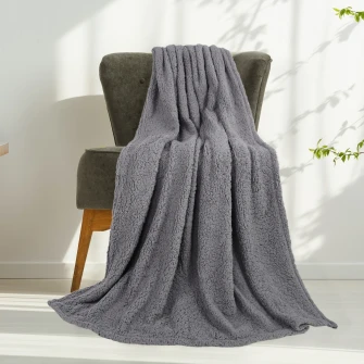 Одеяло Kring Solid Sherpa, 200x220 см, 230 г/кв.м, 100% полиэстер, Серый