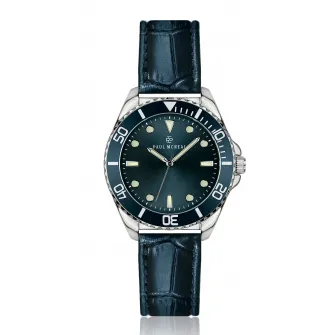 Paul McNeal, Ceas quartz cu o curea din piele, Argintiu, Verde persan
