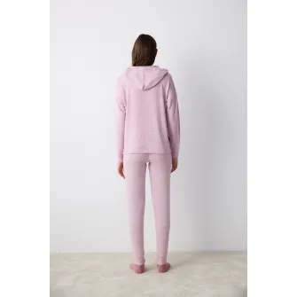 Penti, Bluza de pijama cu gluga, Roz melange, XL