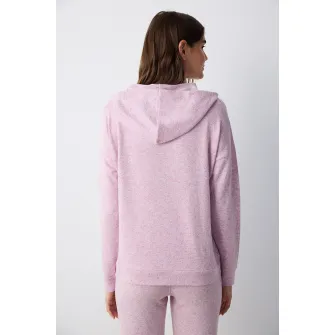 Penti, Bluza de pijama cu gluga, Roz melange, XL