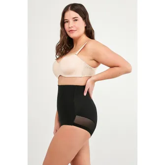 Penti, Chiloti modelatori cu garnituri de plasa, Negru, S
