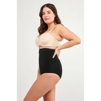 Penti, Chiloti modelatori cu talie inalta, fara cusaturi, Negru, L