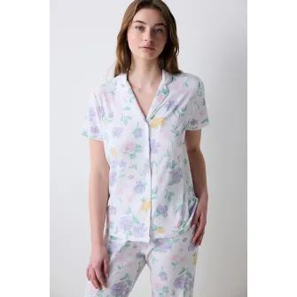 PENTI, Pijama cu imprimeu, Alb, Verde, Lila, M