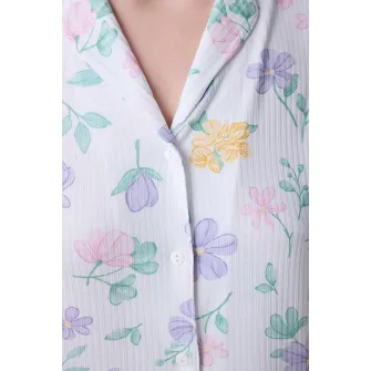 PENTI, Pijama cu imprimeu, Alb, Verde, Lila, M