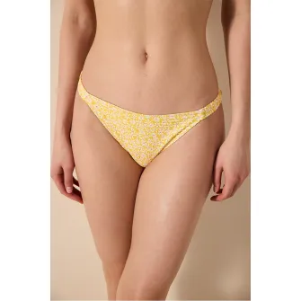 Penti, Slip cu imprimeu floral, Alb, Galben, Violet, 38