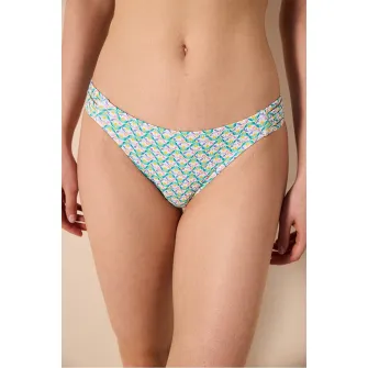 Penti, Slip cu imprimeu floral, Verde, Alb, Violet, 34