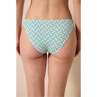 Penti, Slip cu imprimeu floral, Verde, Alb, Violet, 34