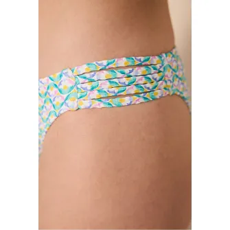 Penti, Slip cu imprimeu floral, Verde, Alb, Violet, 34