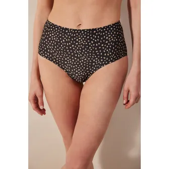 Penti, Slip cu imprimeu, Negru, 34