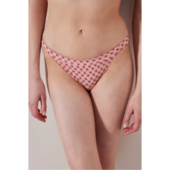 Penti, Slip cu model grafic, Roz pastel, Rosu inchis, 38