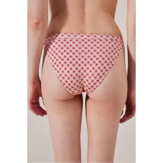 Penti, Slip cu model grafic, Roz pastel, Rosu inchis, 38
