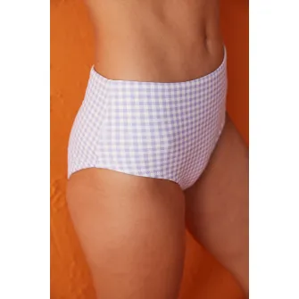 Penti, Slip cu model in carouri, Alb, Lila, 36