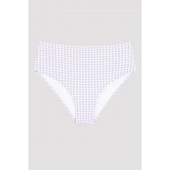 Penti, Slip cu model in carouri, Alb, Lila, 36