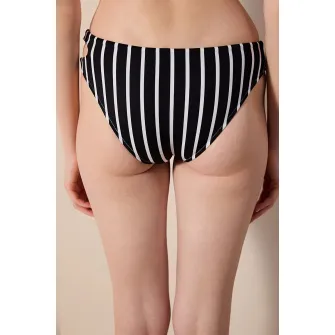 Penti, Slip cu model in dungi, Negru, Alb, 38