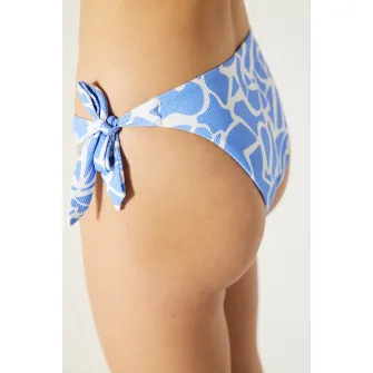 Penti, Slip cu model si snururi laterale, Albastru pastel, Alb, 40
