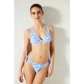 Penti, Slip cu model si snururi laterale, Albastru pastel, Alb, 40